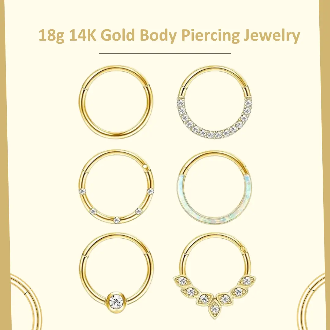 18g 14K Gold Body Piercing Jewelry